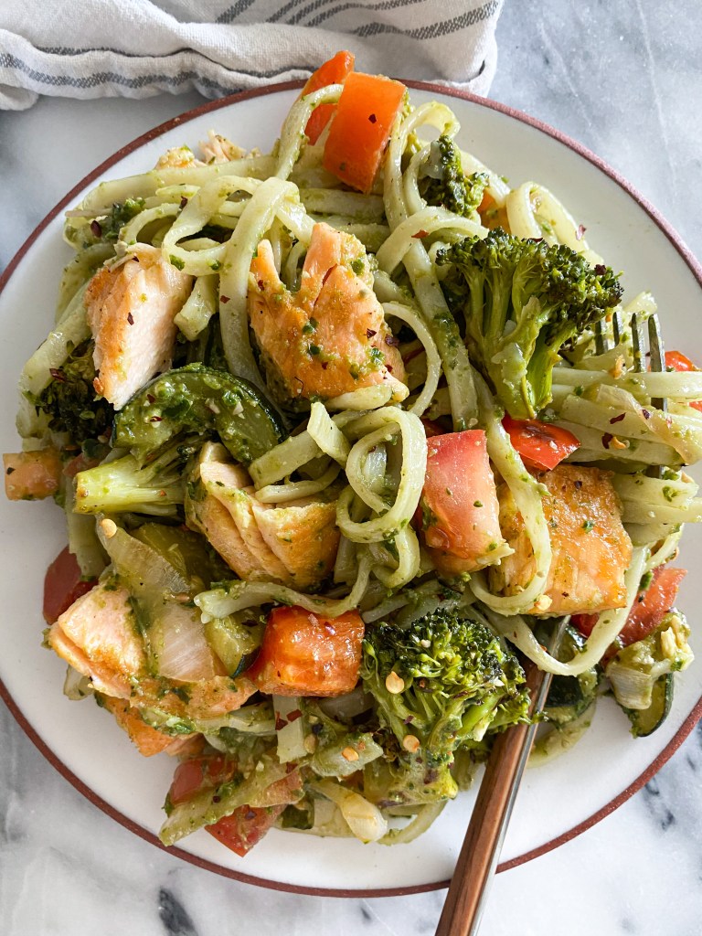 Salmon Pesto Pasta (DairyFree) Winnie's Kitchen