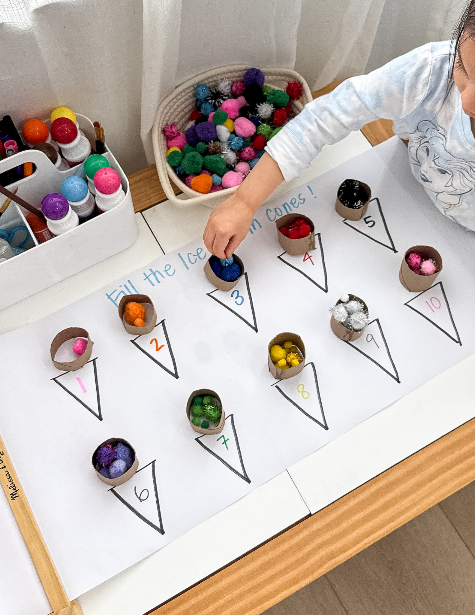 Pom-Pom Ice Cream Counting Activity (Pre-Math Skills for Toddlers ...